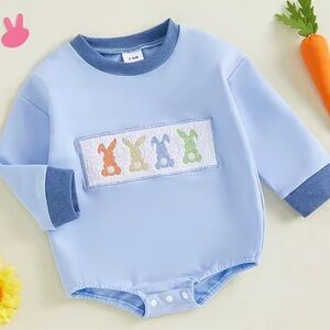 Adorable Blue Baby Onesie with Bunny Design